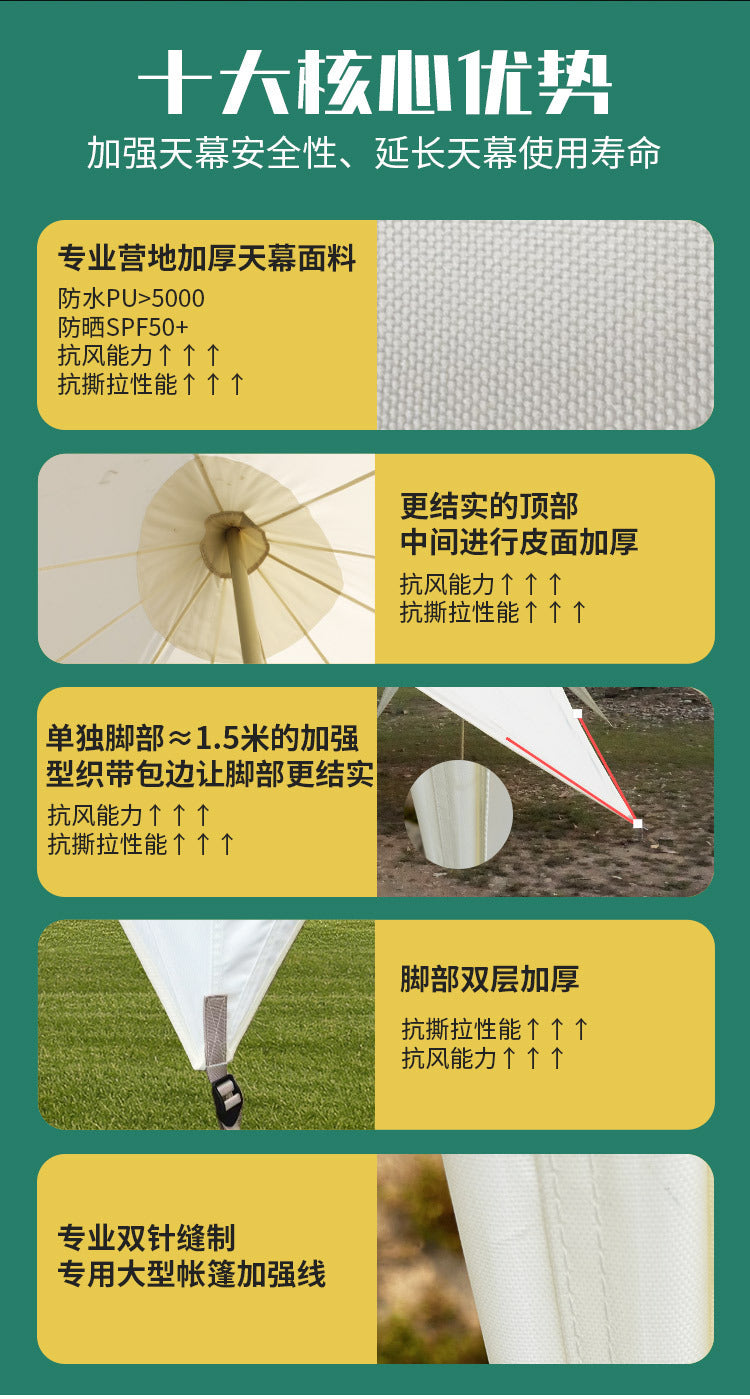 Extra Large Double Peak Canopy Tent Outdoor Camping Rainproof Sunproof Three Peak Giant Octopus Tent Camp Canopy