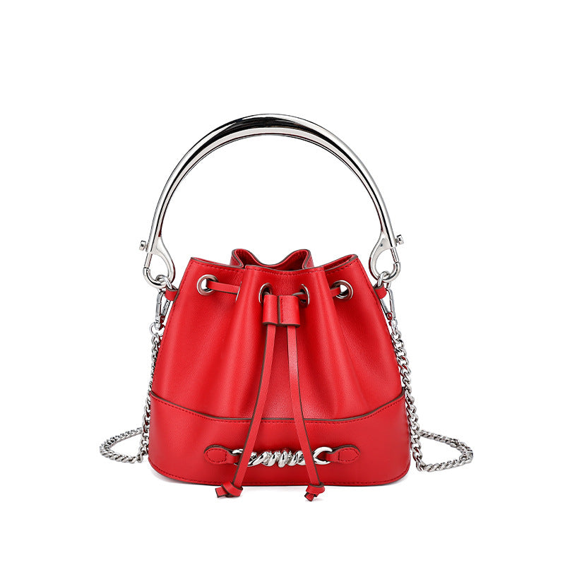 European and American Style Bucket Bag High-Quality Texture Fashion Women's Bag Drawstring Handbag Niche Versatile Shoulder Crossbody Bag for Women