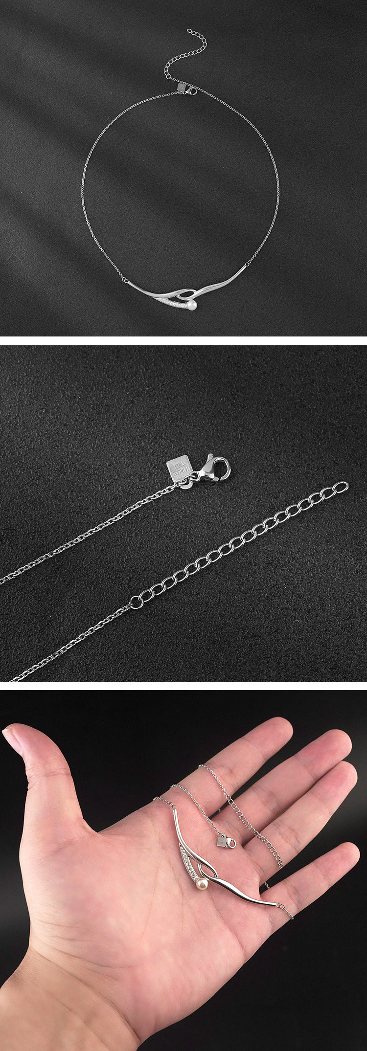 New Pearl Diamond Stainless Steel Necklace Pendant for Women Personalized ins Titanium Steel Jewelry Factory Wholesale