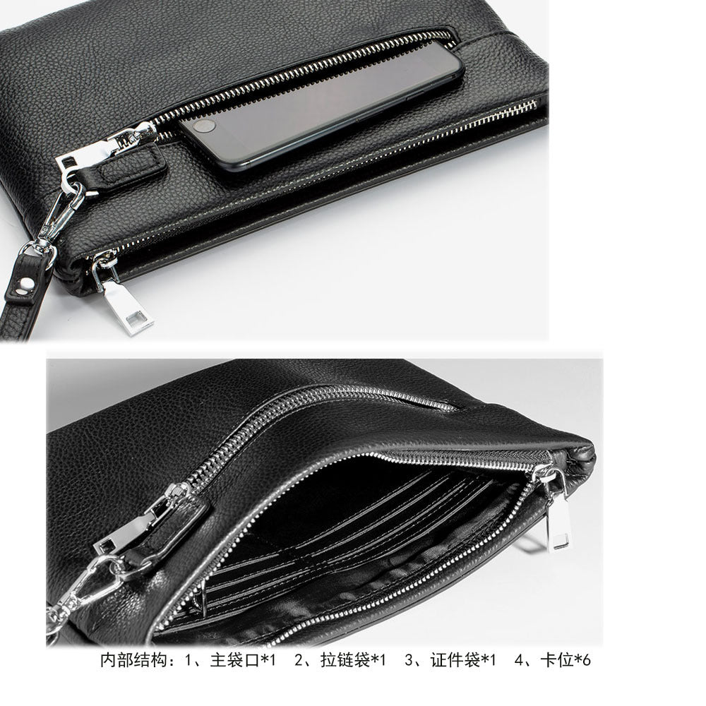 Anti-theft Fingerprint Lock Clutch Bag Men's Pure Top Layer Cowhide Business Casual Genuine Leather Handbag Anti-theft Lock Buckle