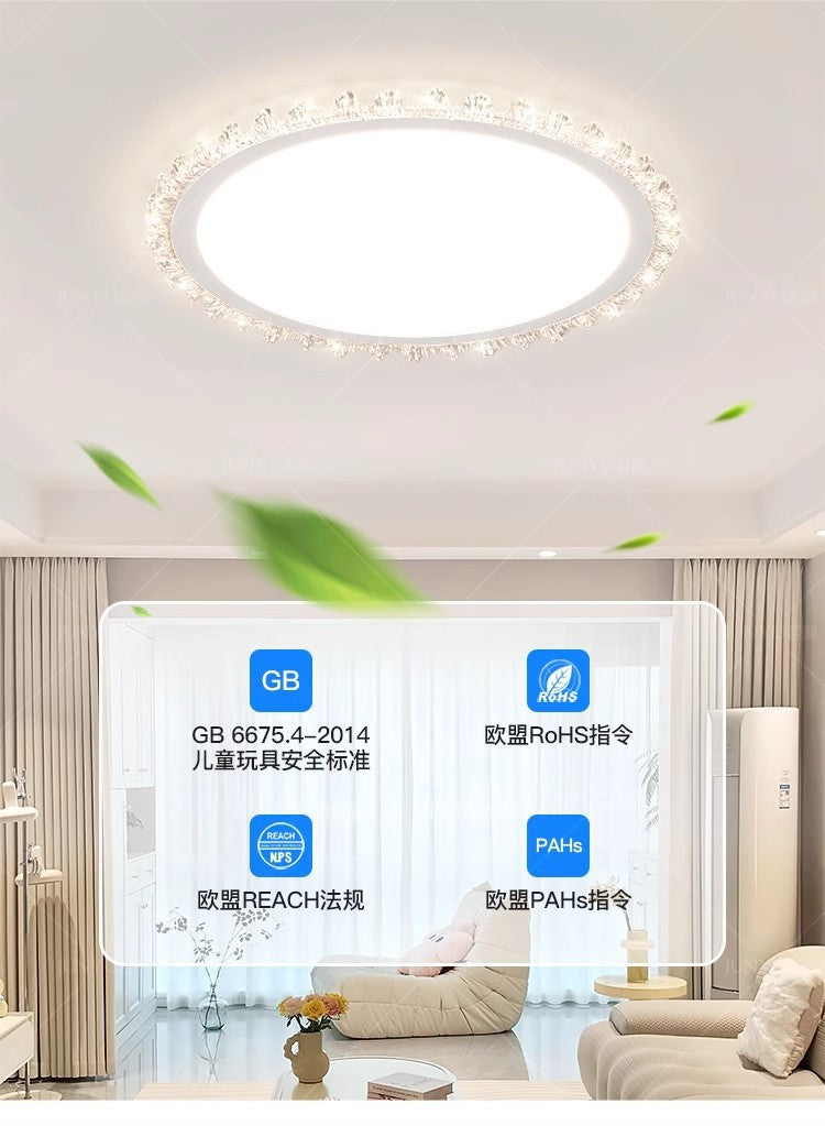 Light Luxury Living Room Ceiling Lamp New Crystal Lamp Cream Style High-end Bedroom Main Lamp Round Shape led Eye Protection Lighting
