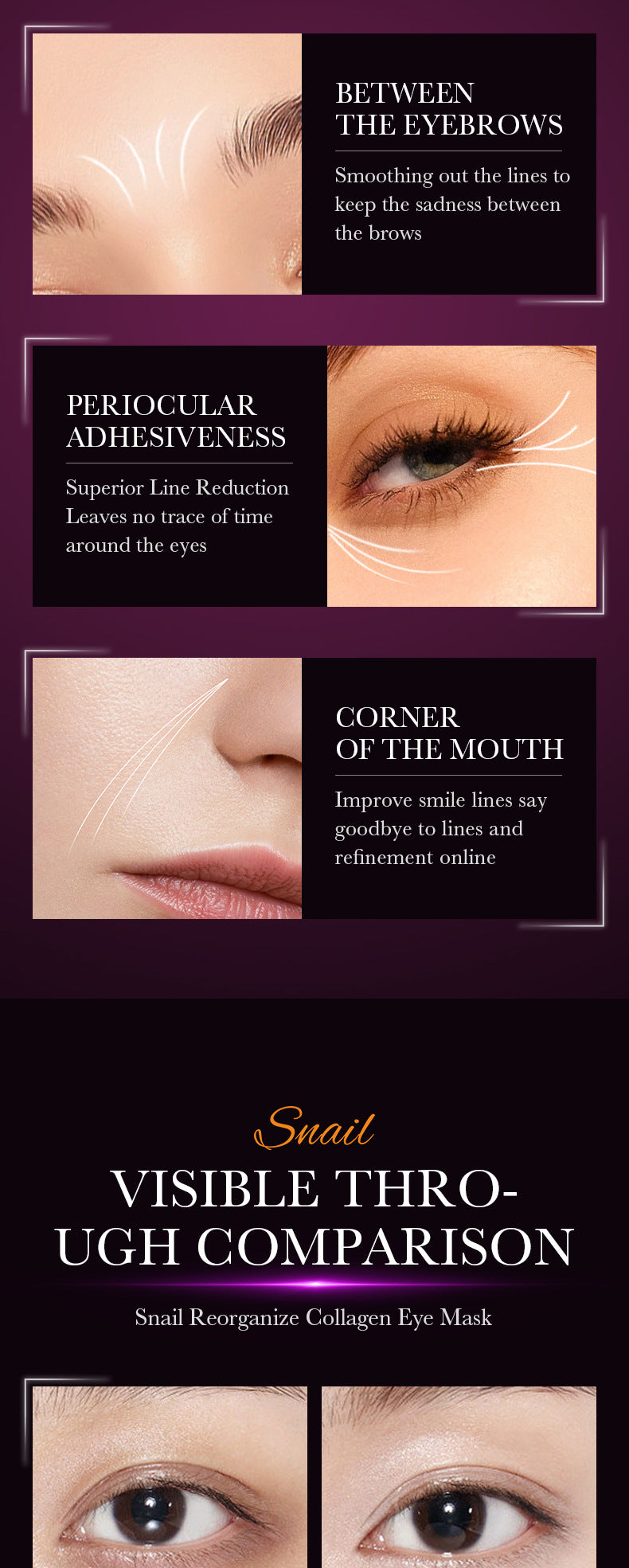 SADOER蜗牛眼膜胶原蛋白改善黑眼圈、眼纹和眼袋，跨境批发