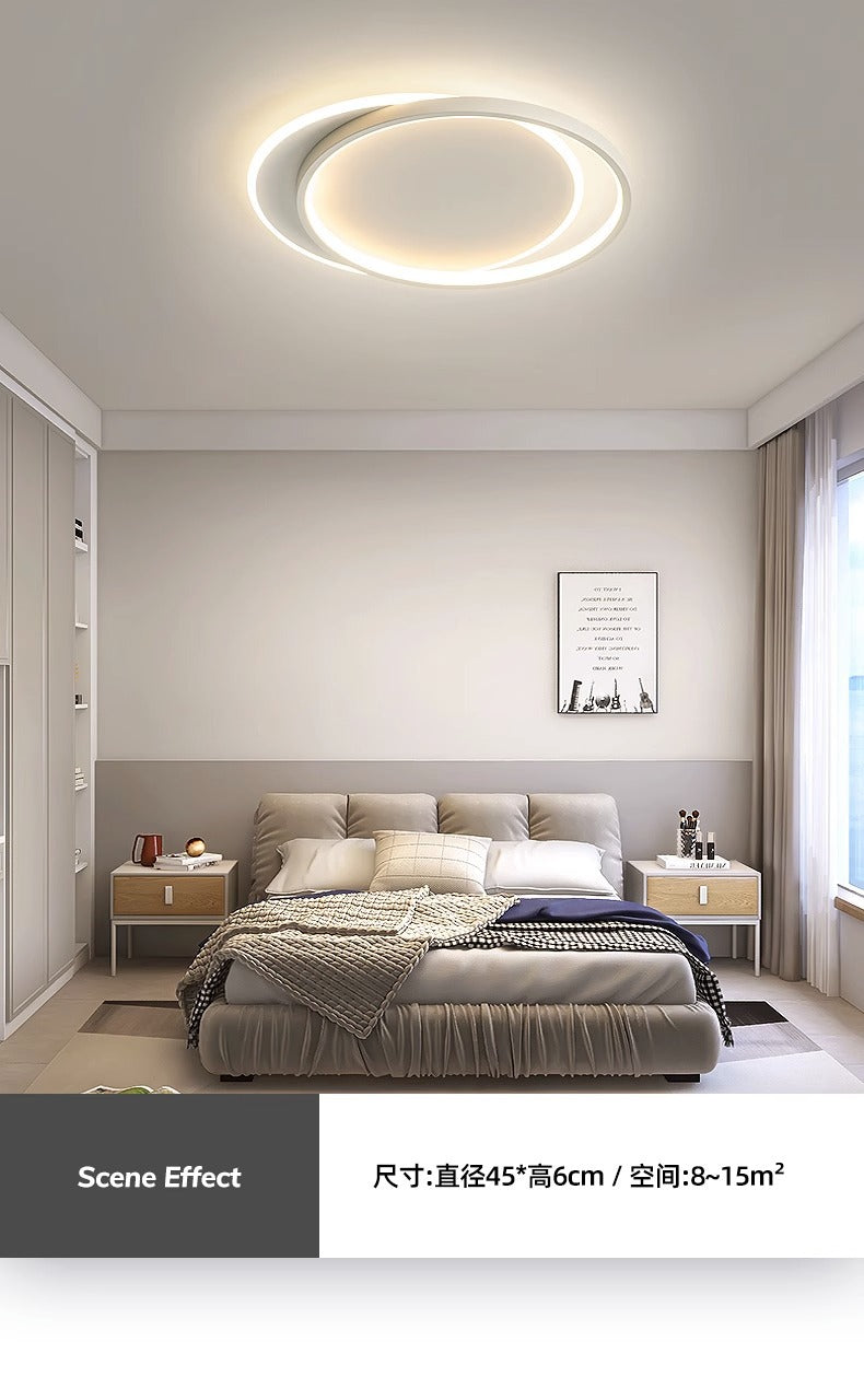 Nordic Bedroom Ceiling Light Modern Simple Creative Double Circle Master Bedroom Room Lighting Design Water Ripple Ceiling Light