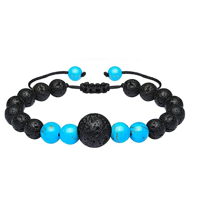 Tiger Eye Stone Couple Braided Bracelet Adjustable Blue Pine Lapis Lazuli Bracelet White Pine Volcanic Stone Handmade Braided Bracelet