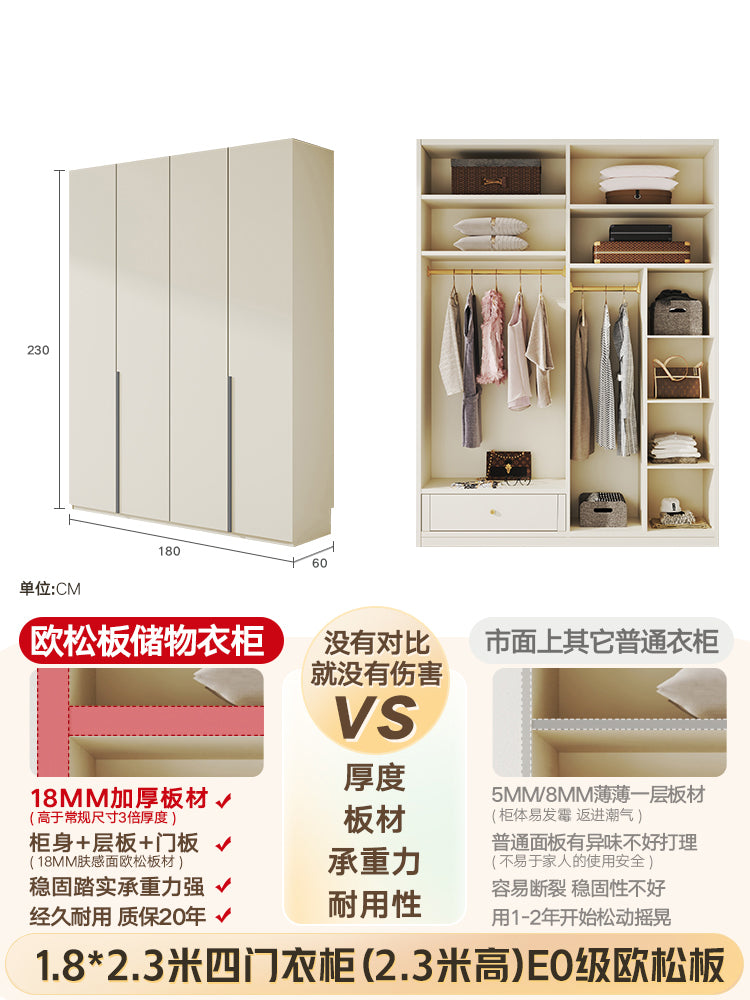 Custom Solid Wood Door-to-Ceiling Wardrobe2024Bestselling Home Bedroom E0Grade European Pine Board Storage Cabinet Furniture