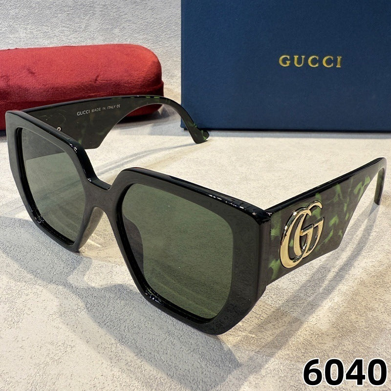 G Home Sunglasses European and American Style ins Xiaohongshu Celebrity Style Sunglasses Square Frame Color Block Legs Unisex GG6040