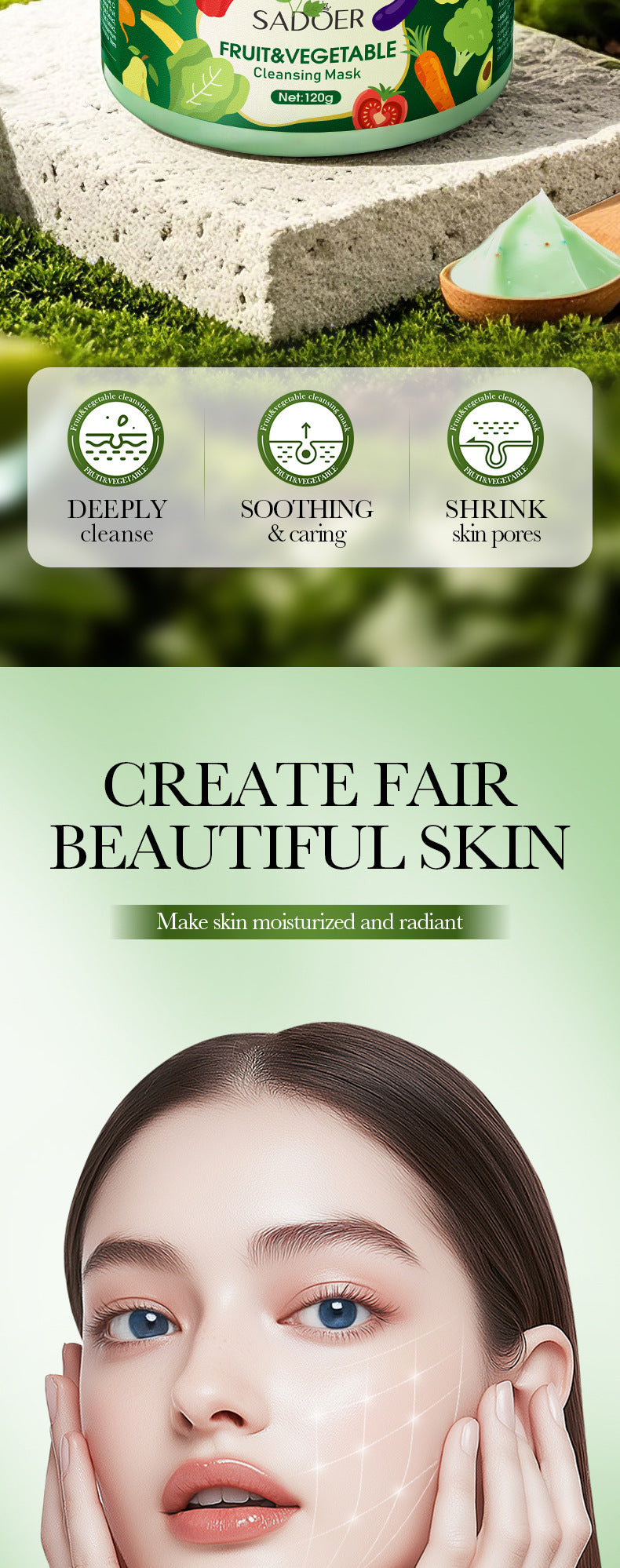 Fruit and Vegetable Cleansing Mask SADOER Deep Cleansing Facial Mud Mask  Wholesale
