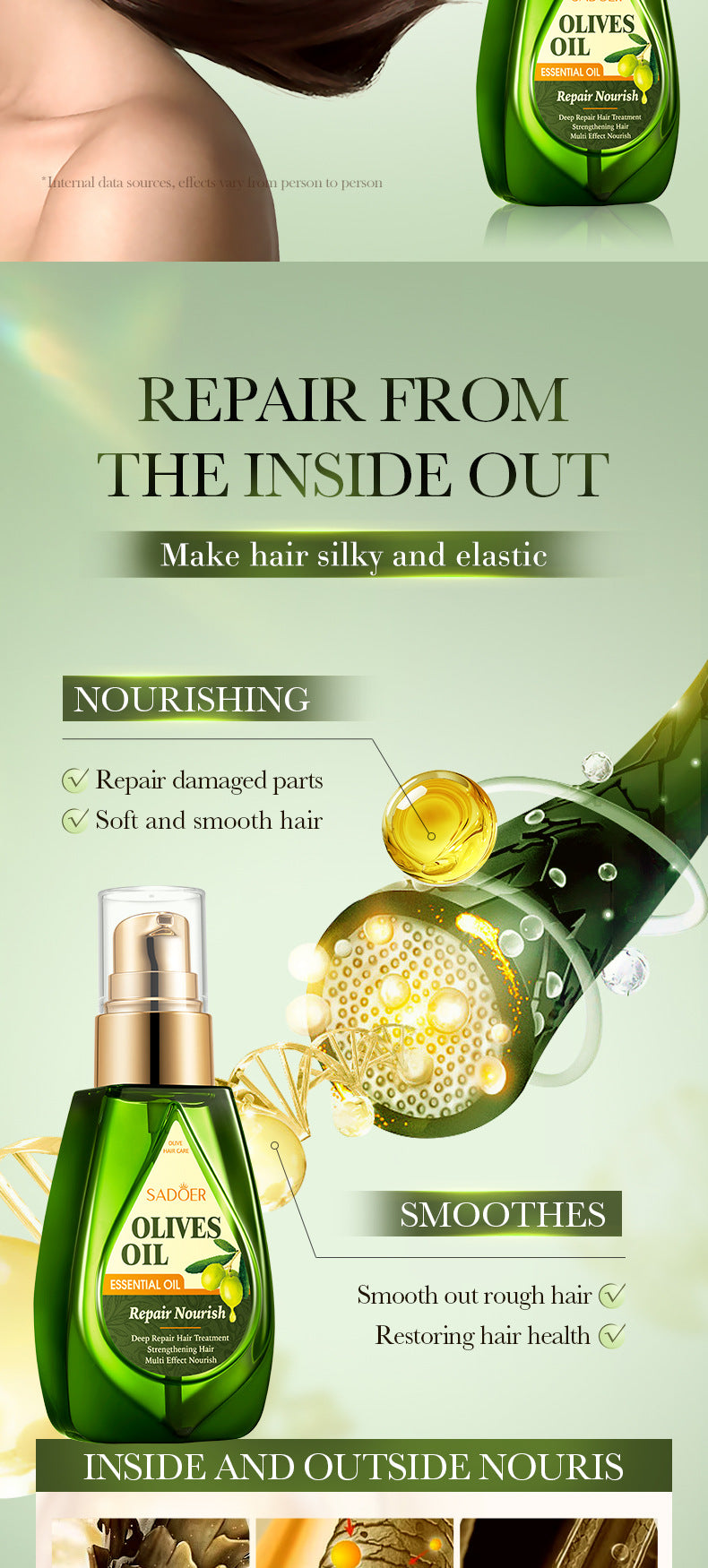 Full English Olive Hair Care Essential Oil70ml SADOER Qihuan Shiny Smooth Hair Conditioner  Wholesale