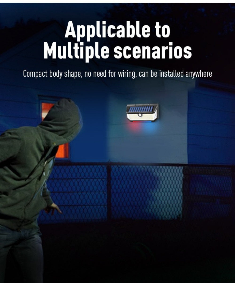 New Solar Light Human Body Sensing Wall Light Five Sides LED Lamp Waterproof light red and blue flashing solar street light