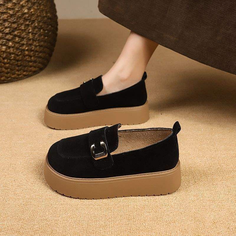 Women's Thick-Soled Birkenstock Shoes2025New Spring Retro Slip-On Lazy Casual Loafers Warm Birkenstock Single Shoes