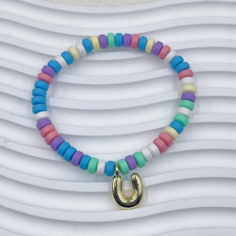 Bubble Balloon Letter Bracelet Best Friend Friendship Gift Sweet Bracelet Colorful Soft Clay Abacus Bead Bracelet