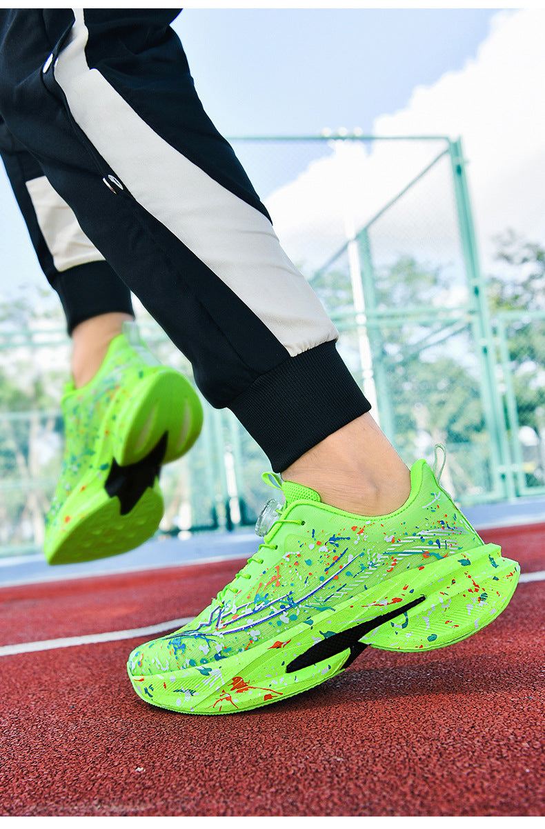 2025Four Seasons New Casual Couple's Real Explosive Carbon Plate Rotating Buckle Running Shoes Youth Graffiti Fashion Sports Shoes