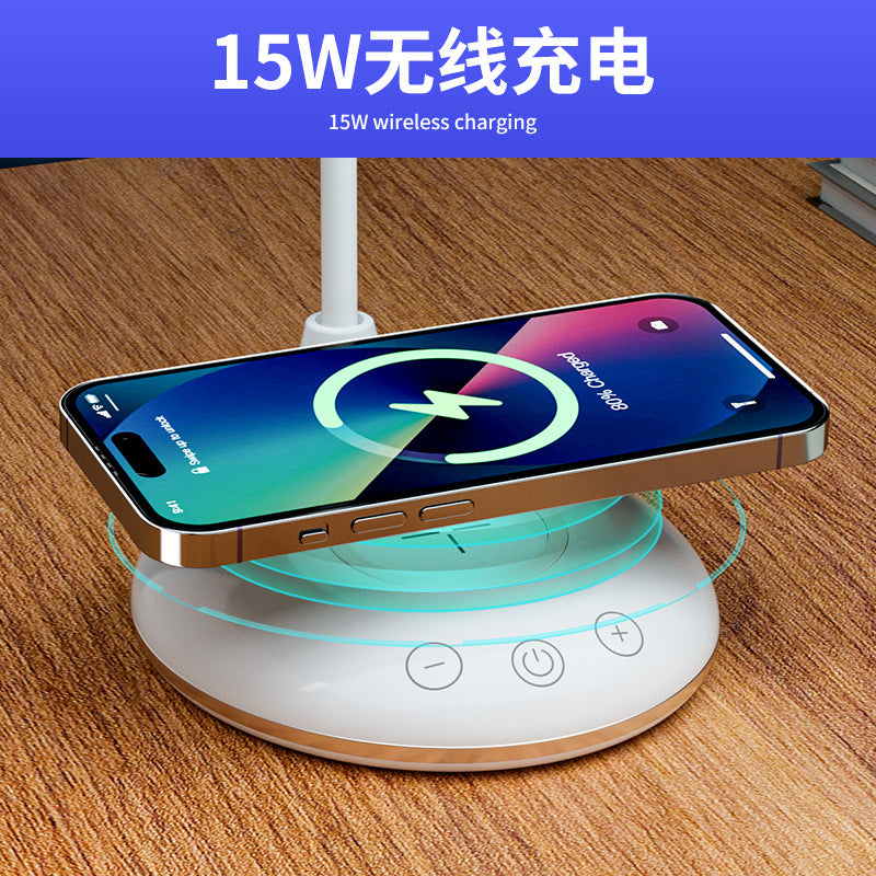 ledDeskLamp Study Bright Enough Foldable Touch15W Wireless Charging Bedroom Bedside Reading Lamp