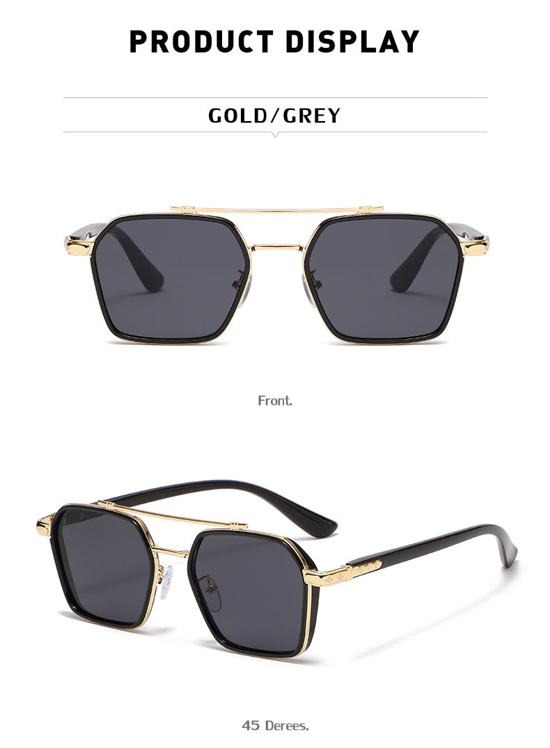 New Sunglasses Internet Celebrity Wei Ting Same Style Sunglasses for Men Trendy Large Square Frame Sunglasses for Men ins Sun Protection Glasses