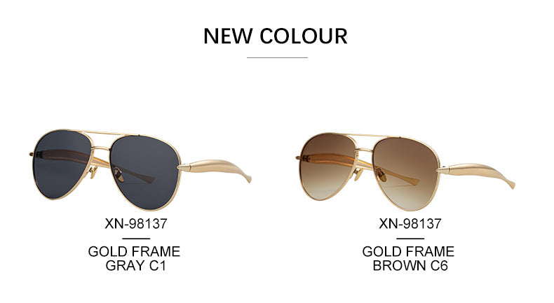 Toad-shaped Metal Sunglasses2025New Retro Plain Sunglasses High-End Feel Women Street Style Trendy Sunglasses