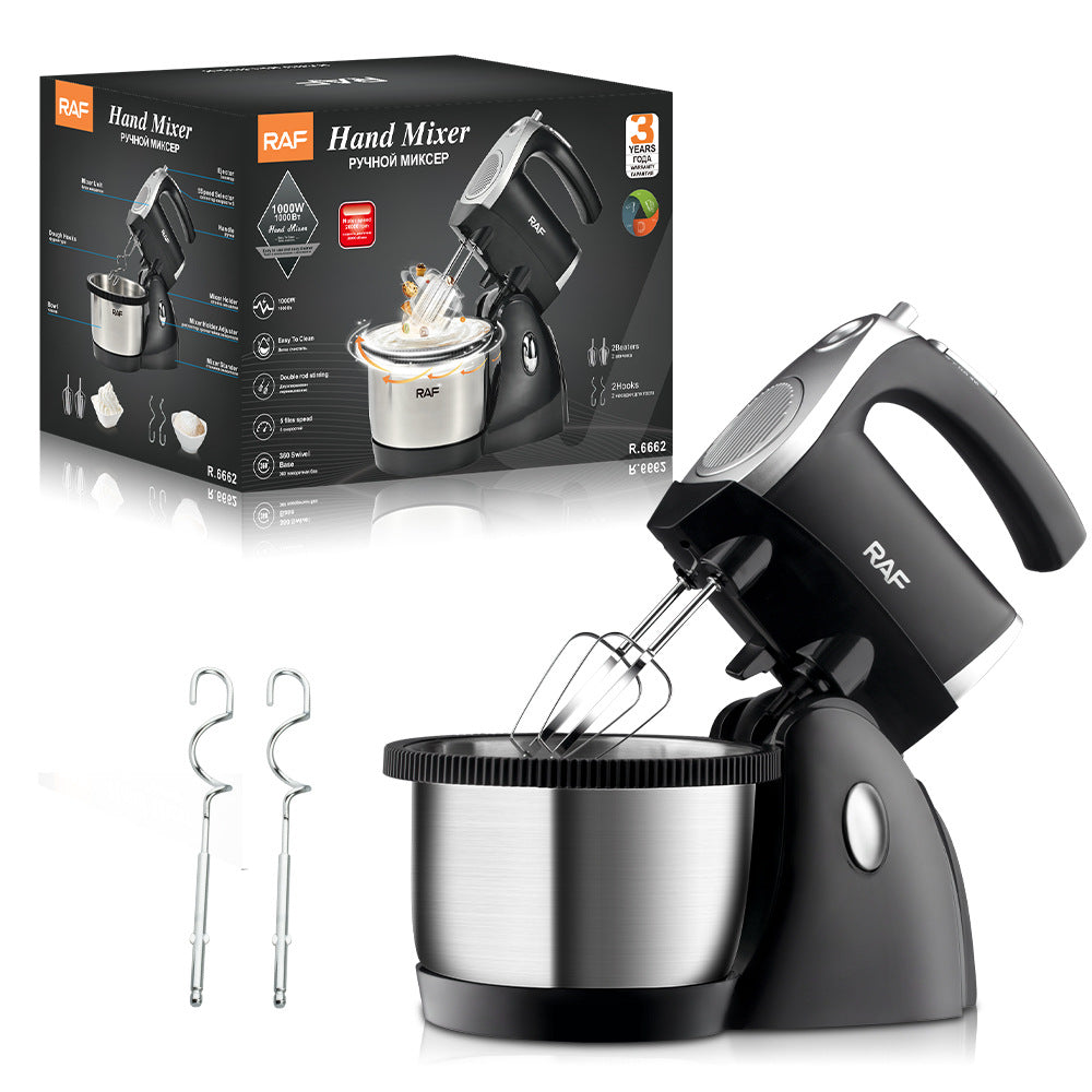 EU Standard Electric Egg Beater for Home Use, Desktop Cream Whisk, Egg White Mixer, Dough Stirrer, Cake Baking Egg Beater with Bowl