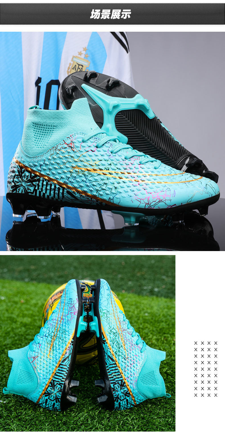 New high-top soccer shoes for men and women AG Spike TF Broken Nail Youth Student Grassland Competition Training Shoes