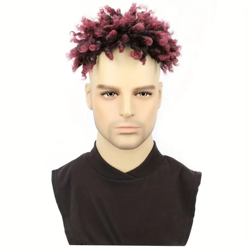 Black3Afro Dreadlock Hairpiece Hip Hop Short Wig African Export Tube Curly Dreadlock Hair Wigs