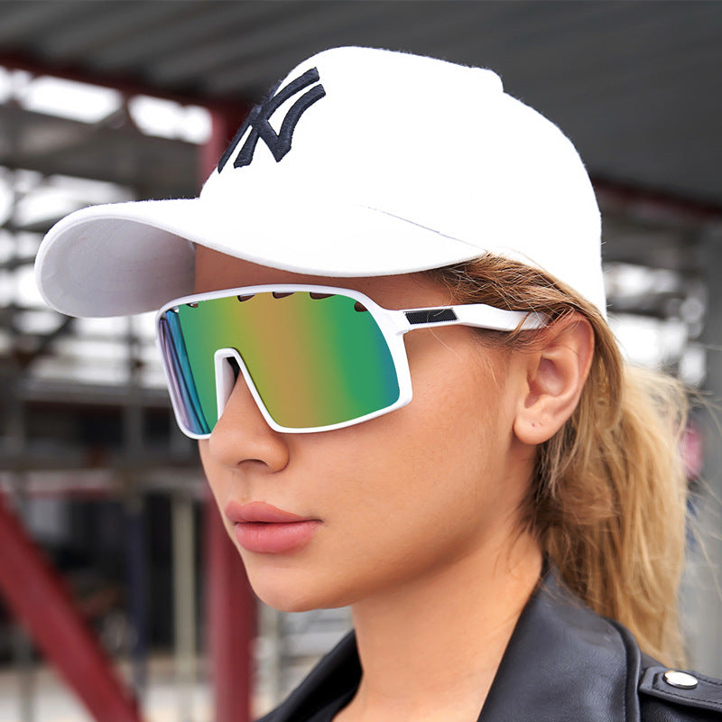 New Colorful Cycling Glasses for Men with Perforated One-piece Lenses Sunglasses European and American Outdoor Sports Sun Glasses