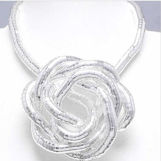 Wrapped Snake Necklace Without Head and Tail90cm White K Iron-plated Irregular Snake Year Necklace Flexible Bendable Snake Bone Necklace