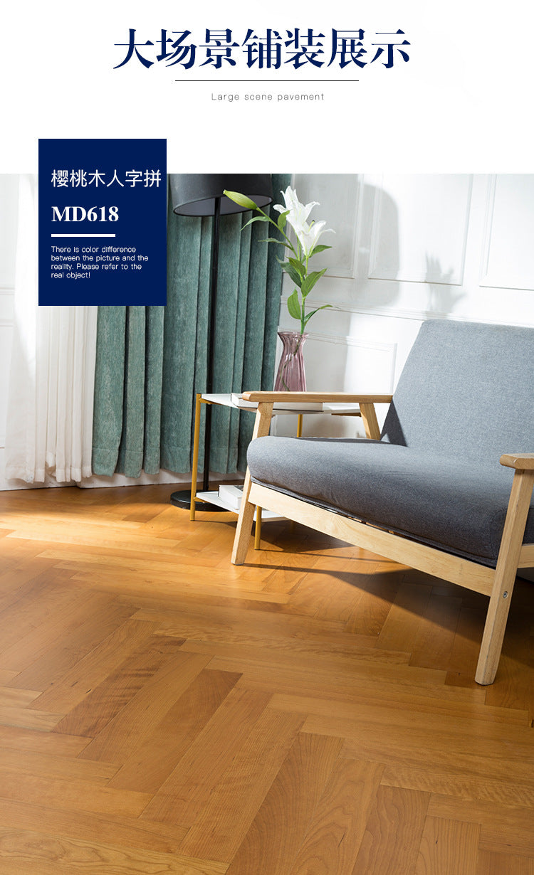 In-stock wholesale with on-site installation Herringbone Locking Floor Heating New Three-Layer Solid Wood Flooring Oak Black Walnut Flooring