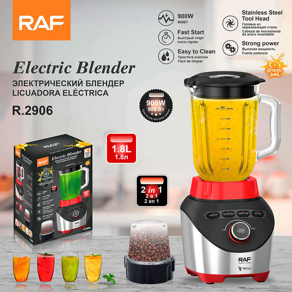 RAF European Standard Household Food Processor Juicer Grinder Multi-Functional 2-in-1 Juicer8Knife 1.8L