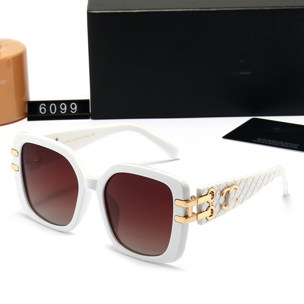 Chanel Style Pattern High-End Retro Sunglasses Large Frame Face-Slimming Celebrity Style Sunglasses6099Glasses