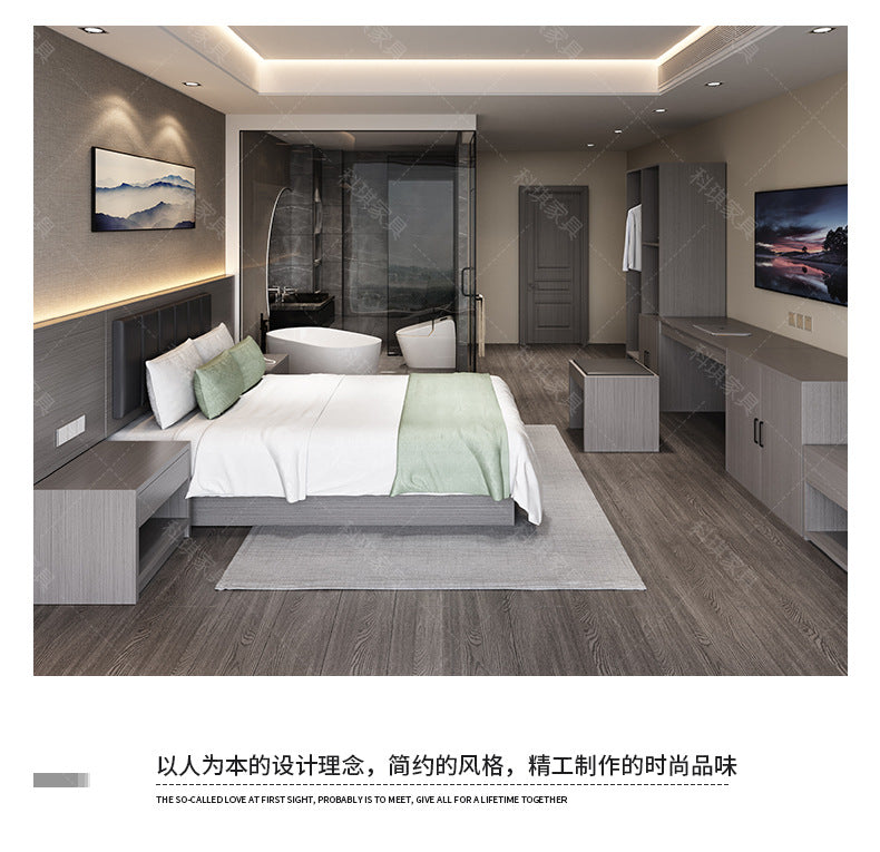 Hotel Guesthouse Bed Standard Room Full Set Furniture Apartment Homestay Single Double Bed Hotel Rental Room Special Bed Box