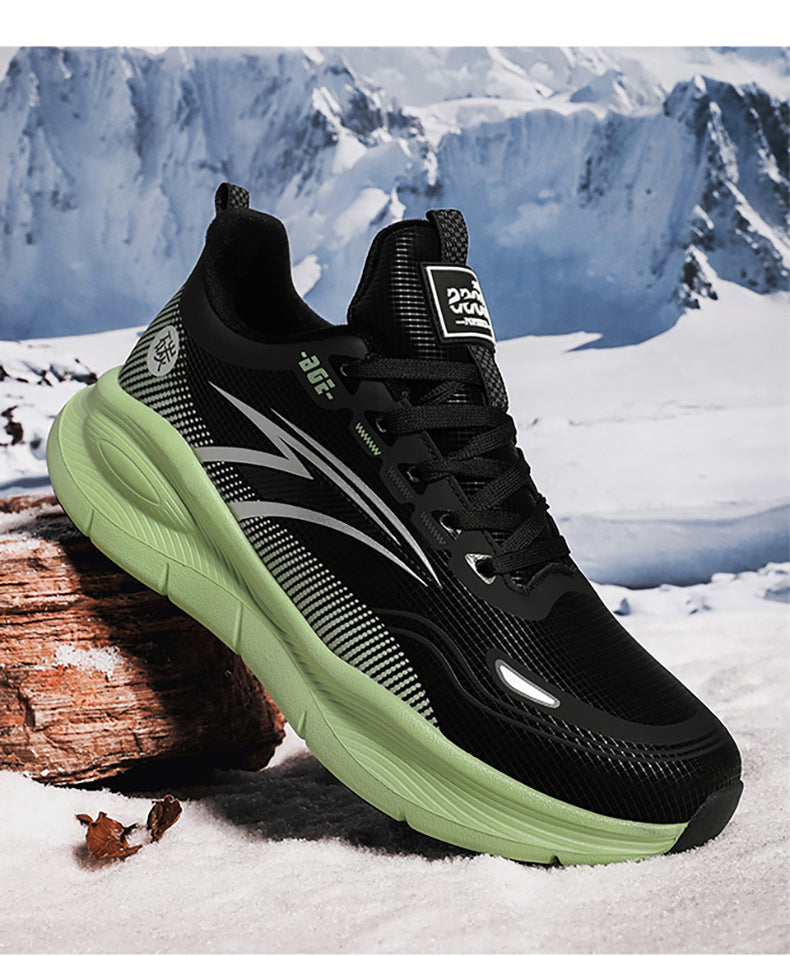 Large Size Fashion Leather Waterproof Rubber Non-Slip Wear-Resistant Sports Shoes with Fleece Lining and Thickened Warmth for Men