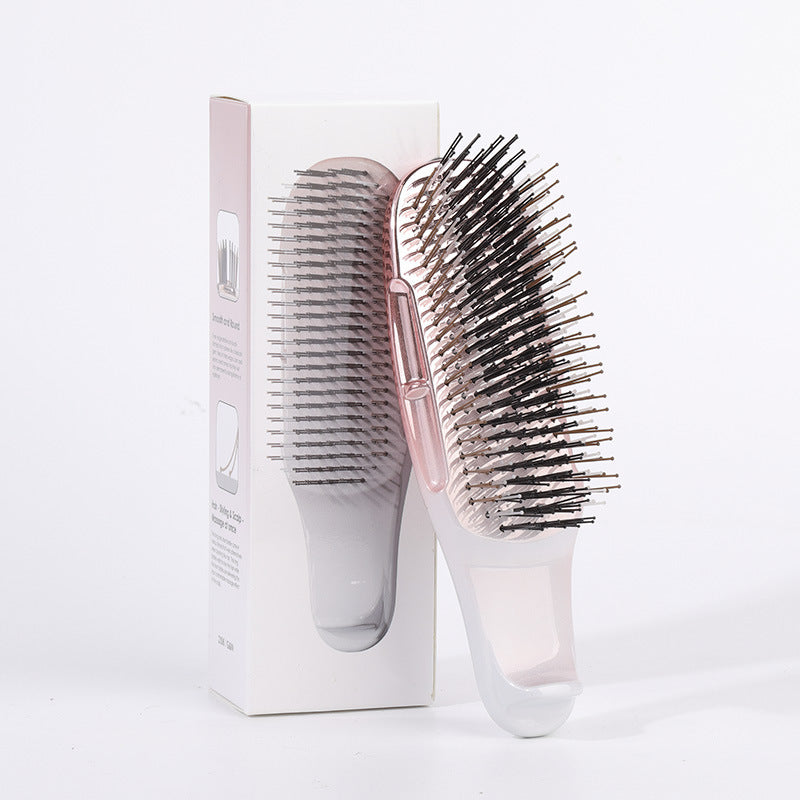 Cross-Border Electroplated Meridian Massage Comb Round Bead Three-Stage Comb Teeth Smooth Hair Anti-Tangle Dry and Wet Dual-Use Fine Needle Portable Comb