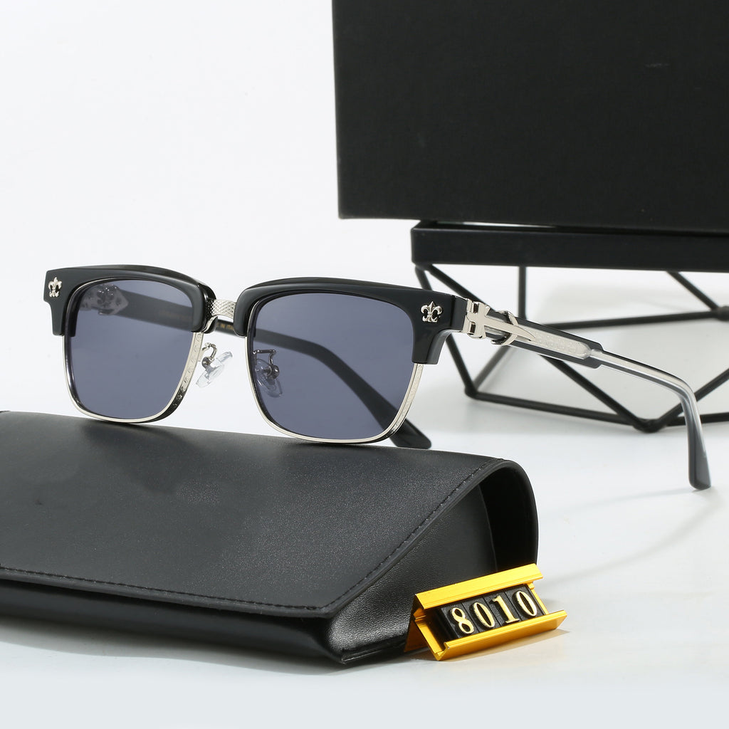 New Fashion Retro Sunglasses for Men and Women Trendy Business Acetate Clip-on Legs Cro Anti-Blue Light Plain Glasses