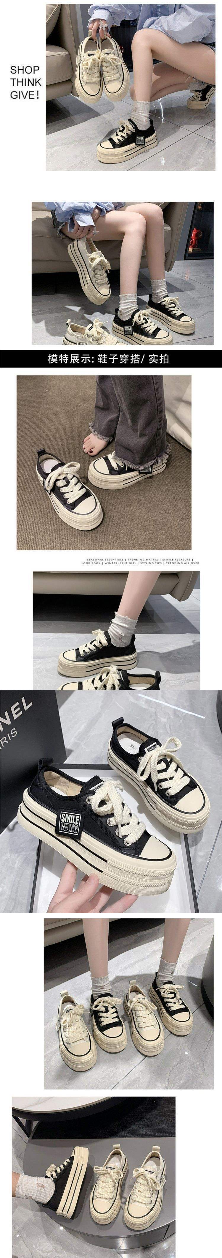 Breathable White Sneakers2025Summer New Thick-Soled Height-Increasing Thin Casual Versatile Canvas Shoes