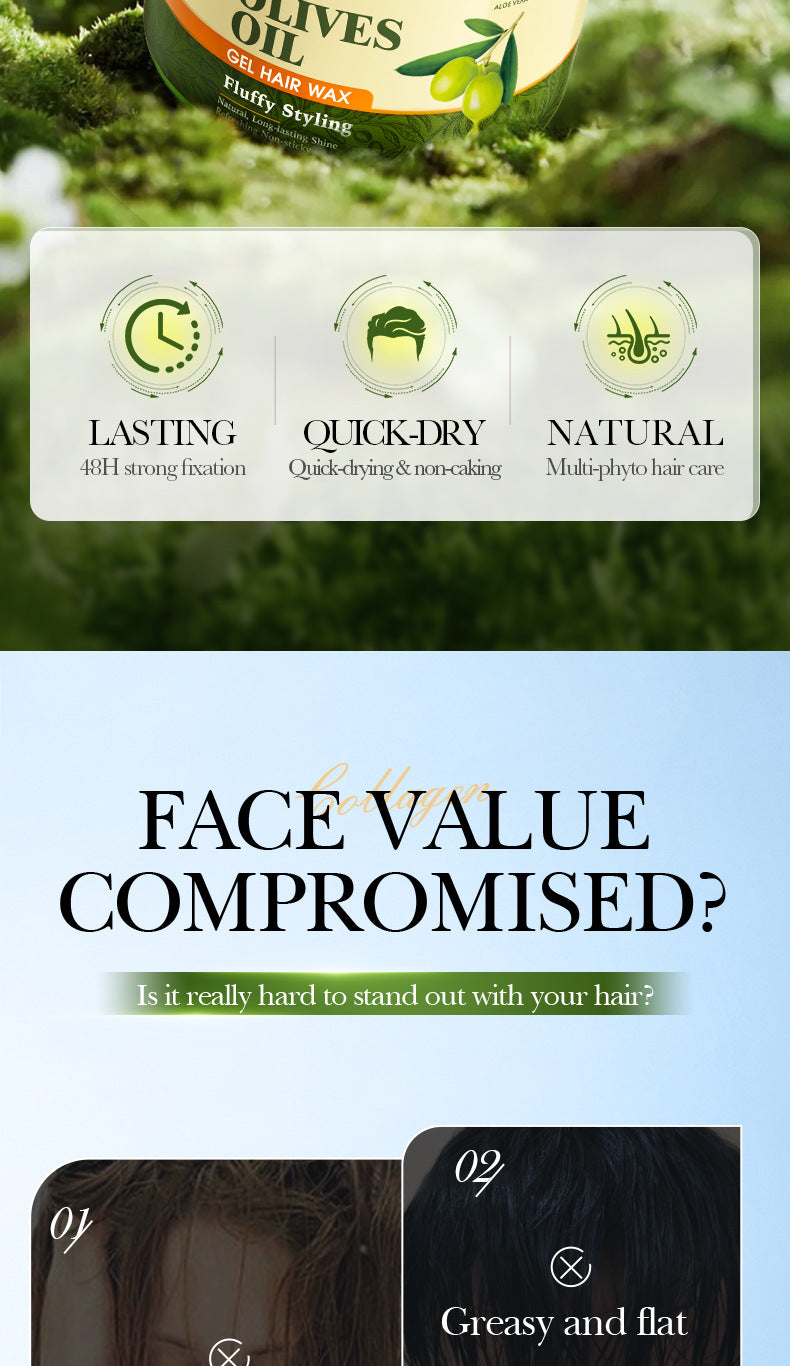 Full English Olive Oil Hair Styling Wax SADOER Nourishing Gel Styling Fluffy Hair Wax  Foreign Trade Wholesale