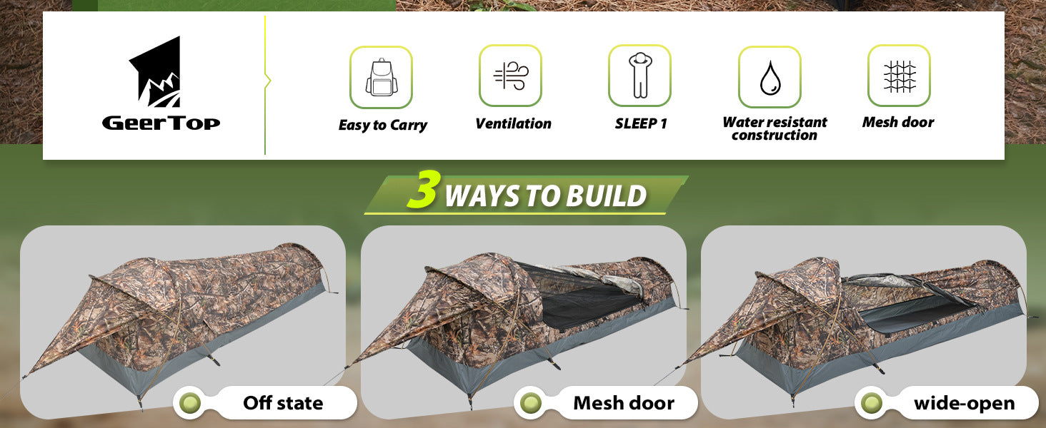 Single Tunnel Tent Outdoor Rainproof Cycling Hiking Camping Portable Windproof Lightweight Camping Tent