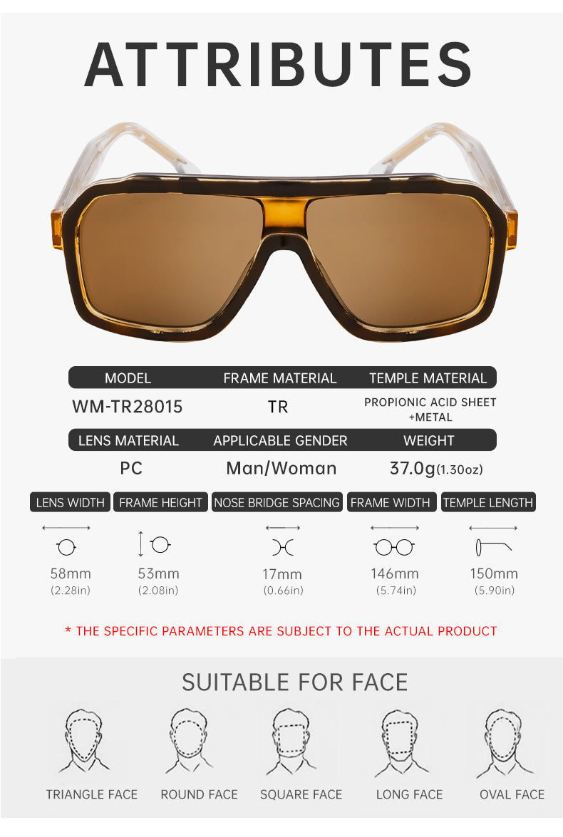 European and American Fashion Square Frame Sunglasses for Men Driving Special Propionic Acid Insert Pin Temple Sunglasses Men's Glasses shades