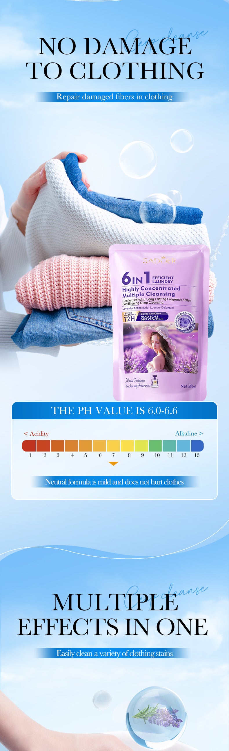 Cross-border Lavender Antibacterial Laundry Detergent500ml Fragrance Cleaning Clean Clothing Export Manufacturer Wholesale