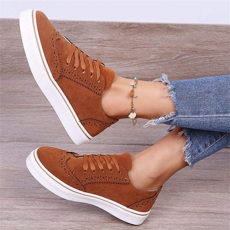 plus Size2025Autumn New Lace-up Casual Women's Shoes Round Toe Flat Solid Color Women's Shoes