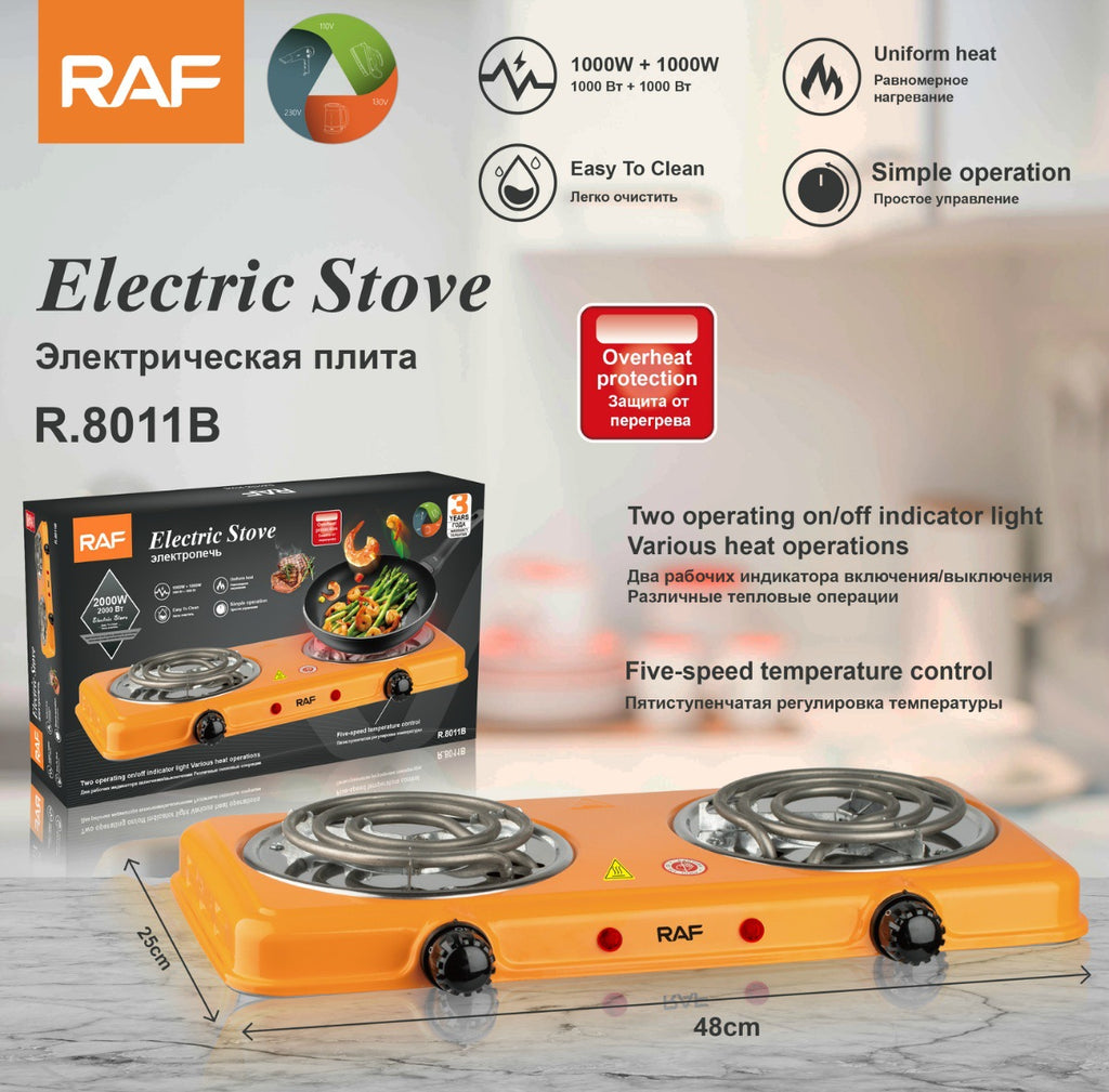 RAF European Standard Double-head Electric Stove for Home Use  Insulated Heating Closed Electric Stove Constant Temperature Universal Electric