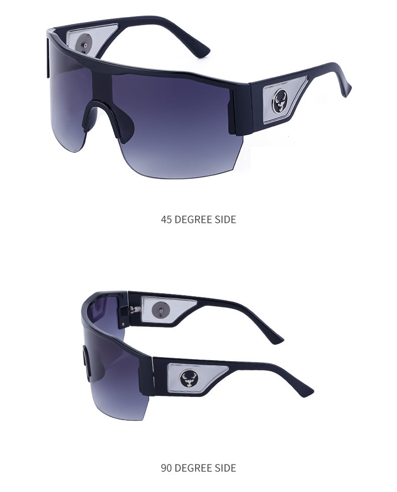 Y2K Millennium Integrated Cycling Sports Sunglasses for Women, European and American Style, Large Frame, Windproof, Half Frame Sunglasses