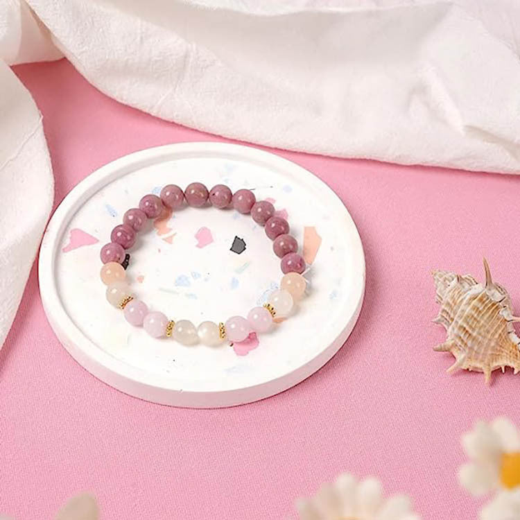 European and American Popular Natural Stone Beaded Bracelet Red Wood Grain Round Bead Stone Bracelet Wholesale