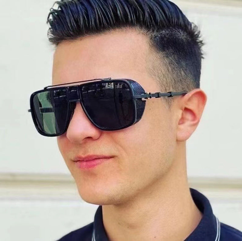 European and American Steampunk Sunglasses for Men, UV Protection, Full Coverage, Sunscreen Sunglasses for Women, Trendy Wholesale Glasses