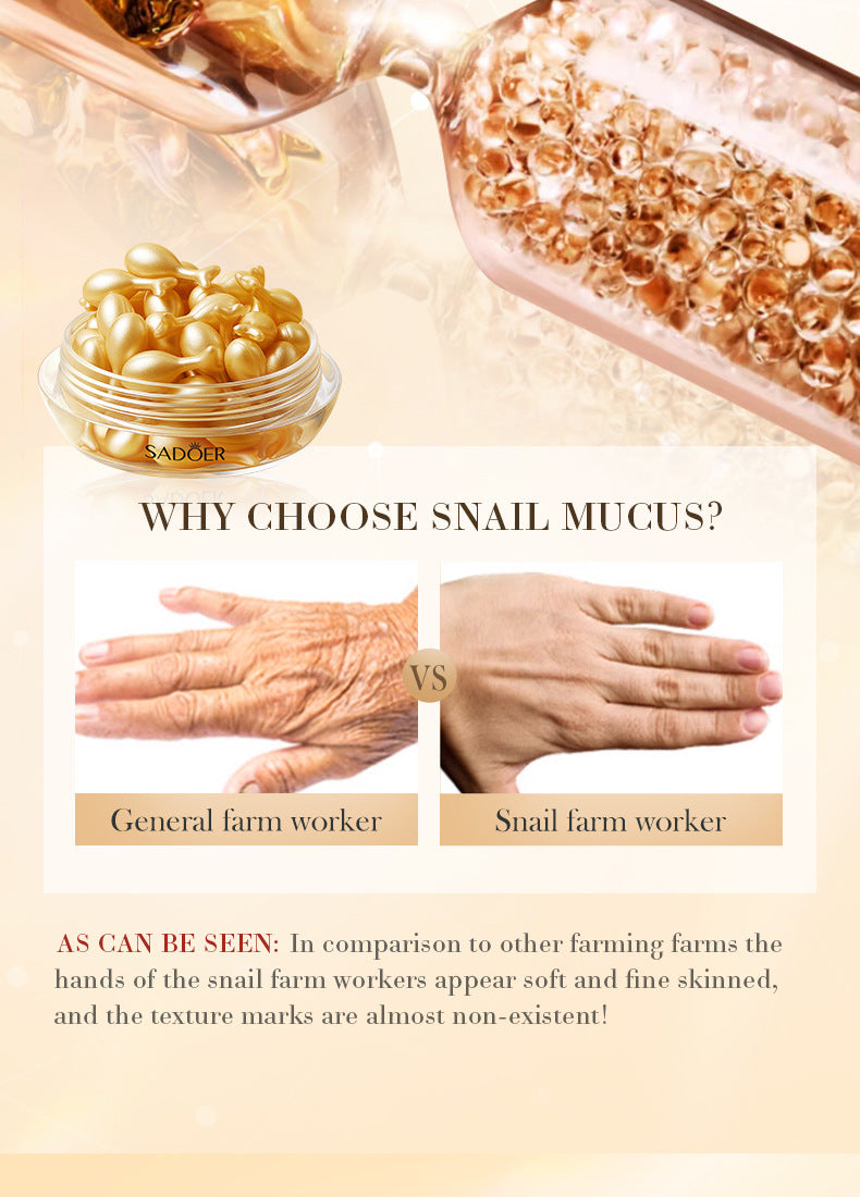 Full English Capsule Essential Oil SADOER Snail Essence Milk Moisturizing and Rejuvenating Cream  Foreign Trade Wholesale
