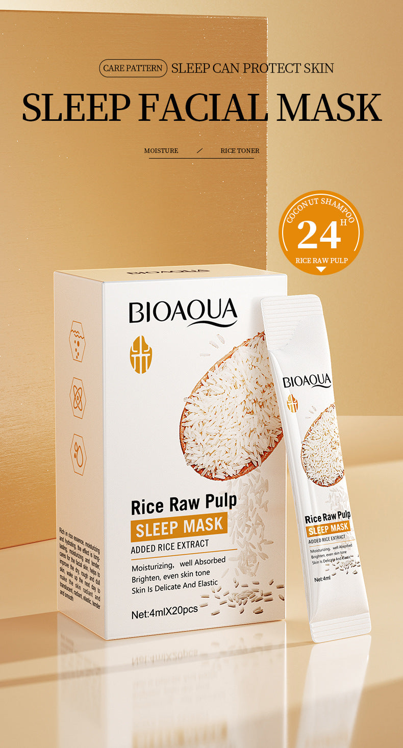 Full English Sleep Mask BIOAOUA Rice No-Wash Apply-Off Good Night Freeze Mask Boxed  Foreign Trade Wholesale