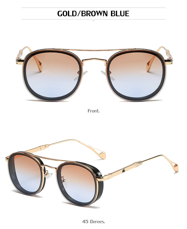 European and American Retro Oval Frame Sunglasses for Men, Side Wrap Small Frame Sunglasses for Women, Trendy Glasses Wholesale shades