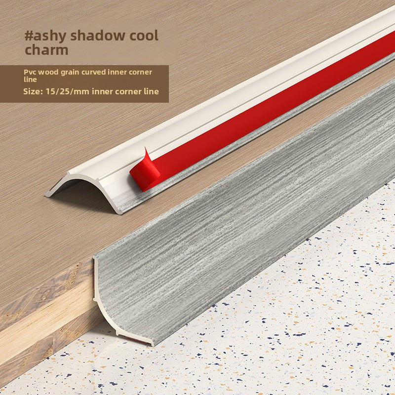 #ashy shadow cool charm inner corner line in wood grain design, featuring a curved shape and red accent.
