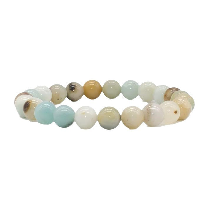 Women's Single Loop Bracelet Elastic Cord Jewelry Bamboo Leaf Agate Bracelet Natural Stone Bracelet