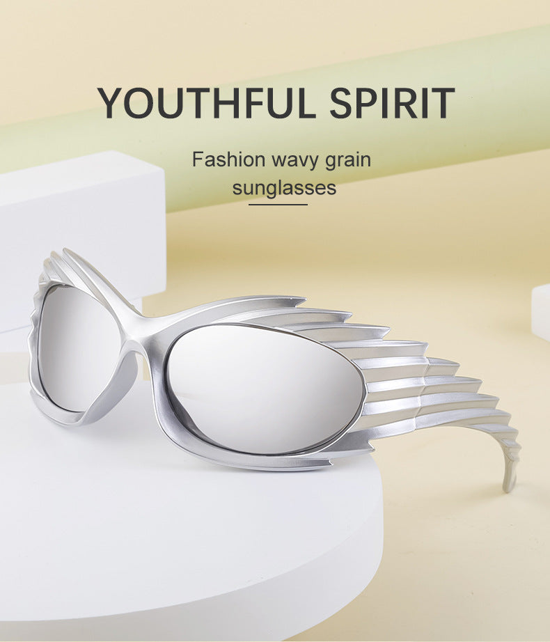 Europe and America Y2K Millennium Windproof Sunglasses for Women Trendy Personality Irregular Shape Sun Protection Sunglasses for Men Cycling Sports Glasses