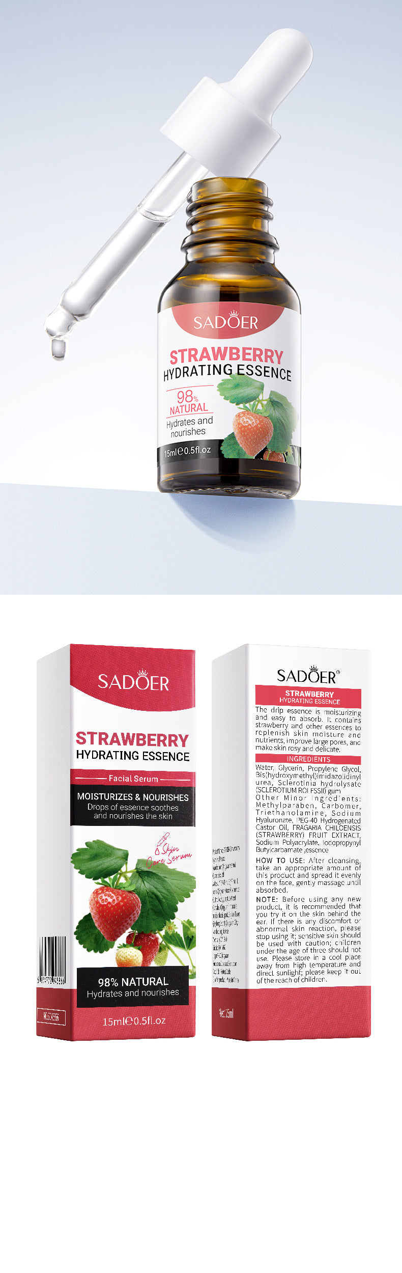 Cross-border Fruit Essence15ml Plant Avocado Moisturizing Apple Hydrating Nourishing Export Manufacturer Wholesale