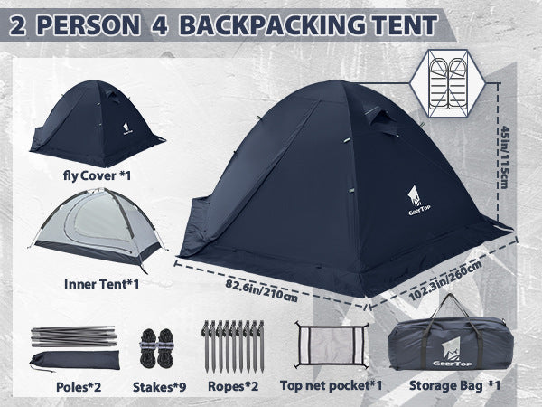 Jituo Journey Four Seasons Tent Outdoor Mountaineering Hiking Double Layer Tent for Two Persons Camping Tent Cold and Rainproof