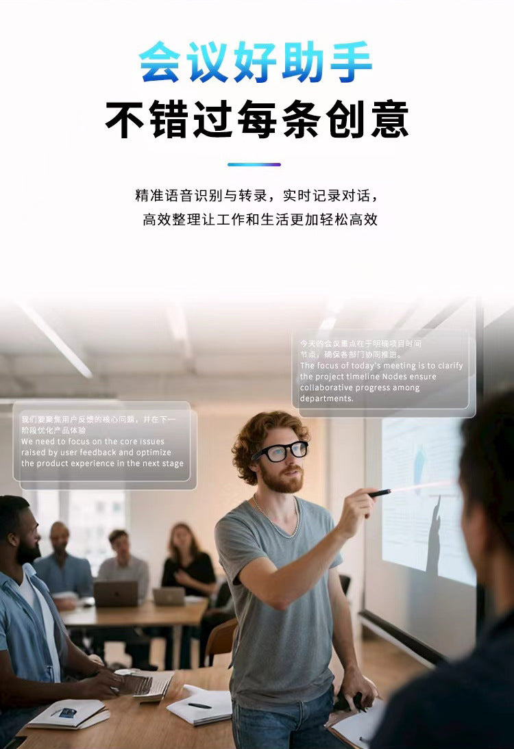 Hot Sale G10Smart Glasses AI Translation AI Intelligent Object Recognition Intelligent Navigation Wearable1080P High Definition Shooting